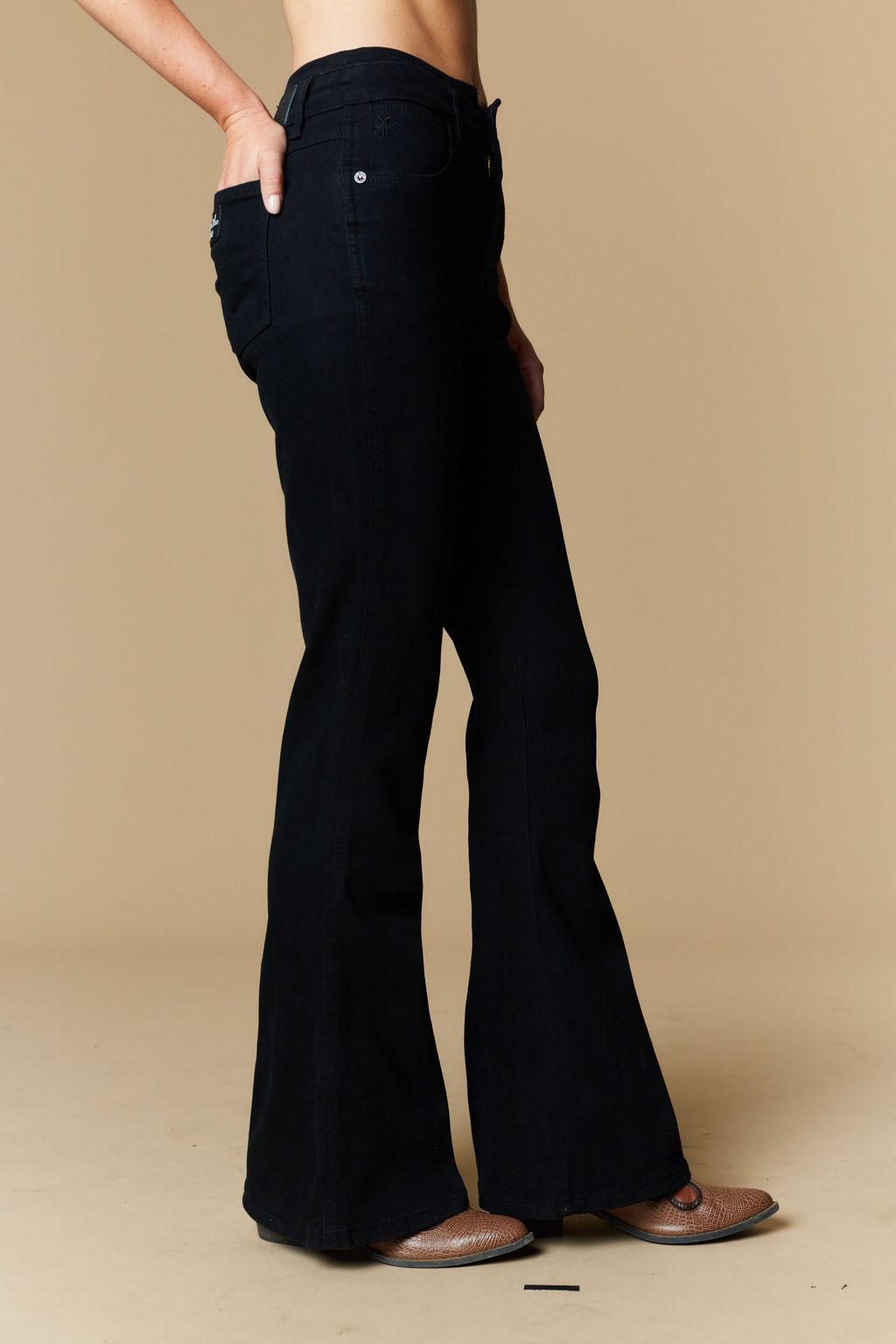 Western Blue Women’s High Rise Black Flare Jeans – Style W2372PF