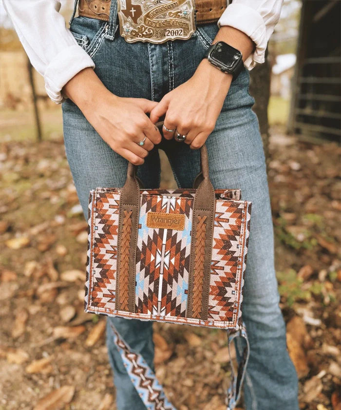 Wrangler All-Over Aztec Print Canvas Tote Bag BROWN WG2213-8120SBR