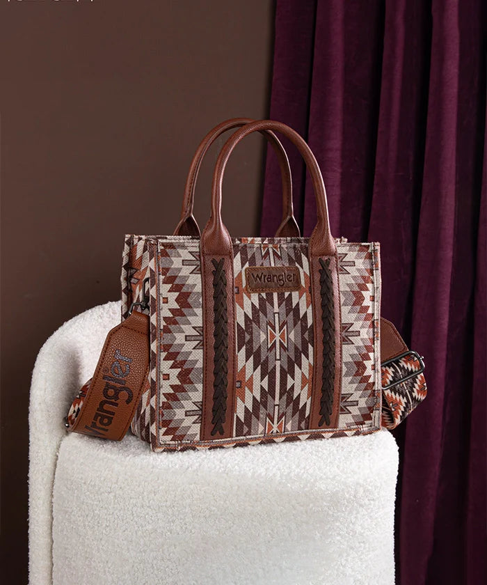 Wrangler All-Over Aztec Print Canvas Tote Bag BROWN WG2213-8120SBR