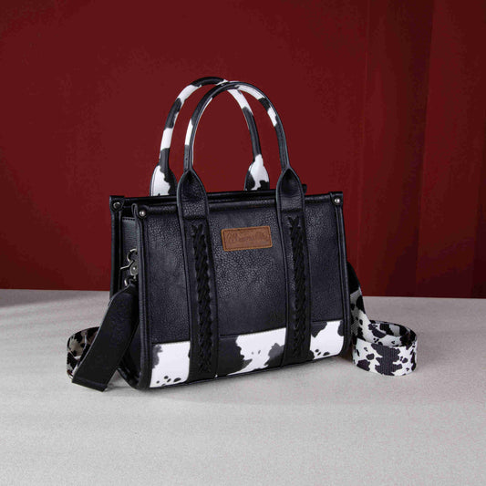 Wrangler Cow Print Crossbody Tote Bag BLACK WG102-8120SBK