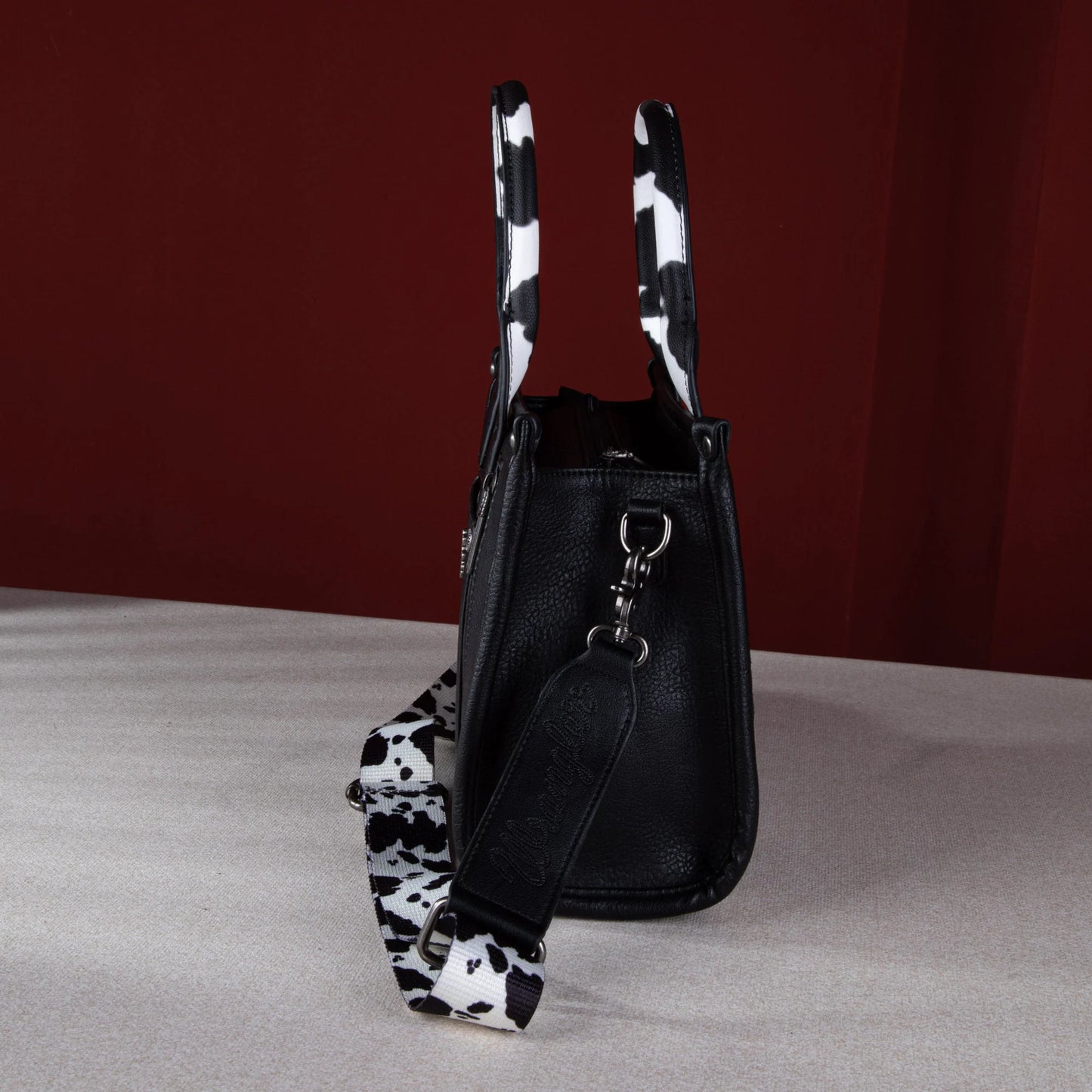 Wrangler Cow Print Crossbody Tote Bag BLACK WG102-8120SBK
