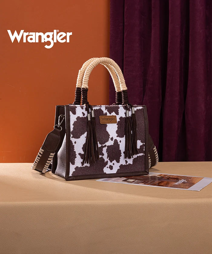 Wrangler Cow Print Rope Handle Tote Bag WG386-8120SCF