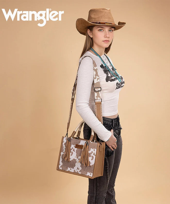 Wrangler Cow Print Rope Handle Tote Bag WG386-8120SKH