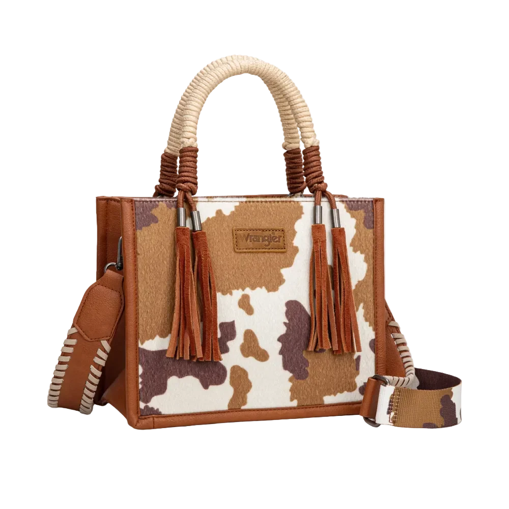 Wrangler Ladies Brown Cow Print Tote/Crossbody WG386-8120SBR