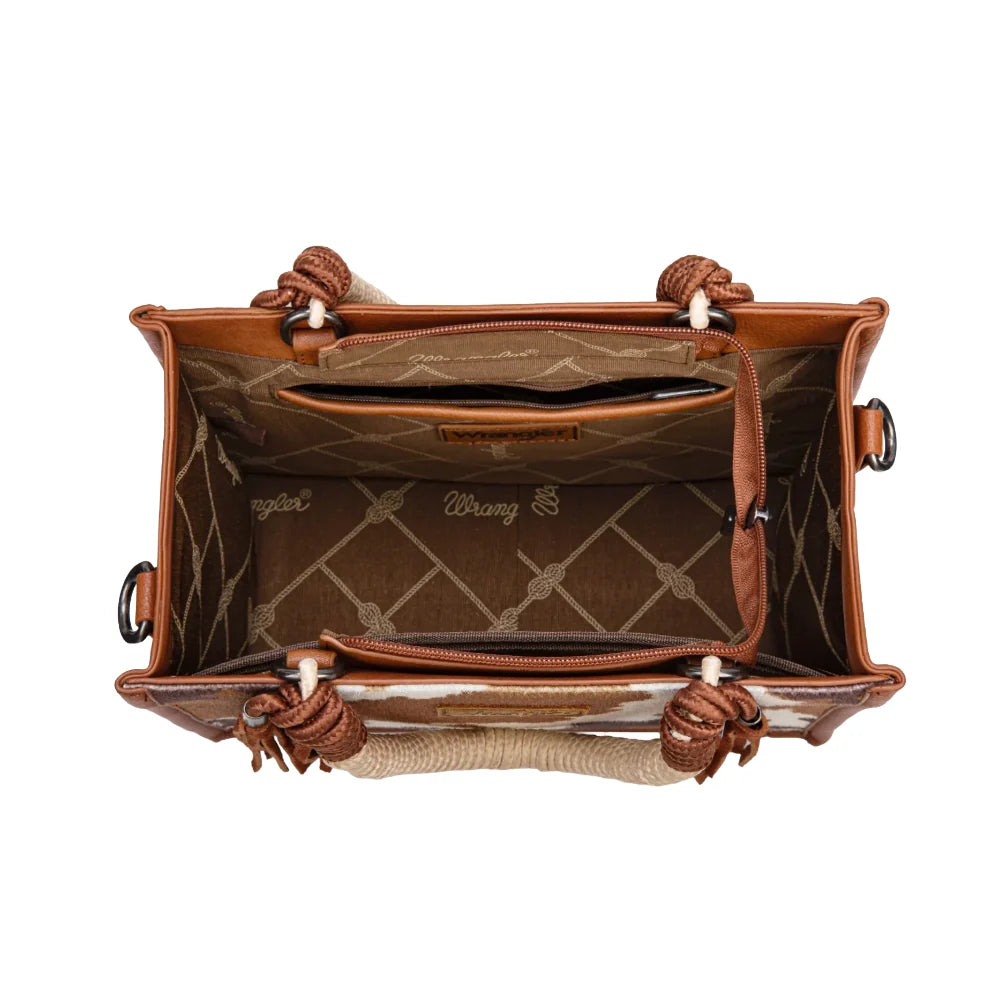 Wrangler Ladies Brown Cow Print Tote/Crossbody WG386-8120SBR