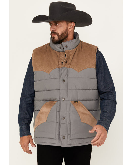 Wrangler Men's Fence Post Western Yoke Snap Puffer Vest 112353406