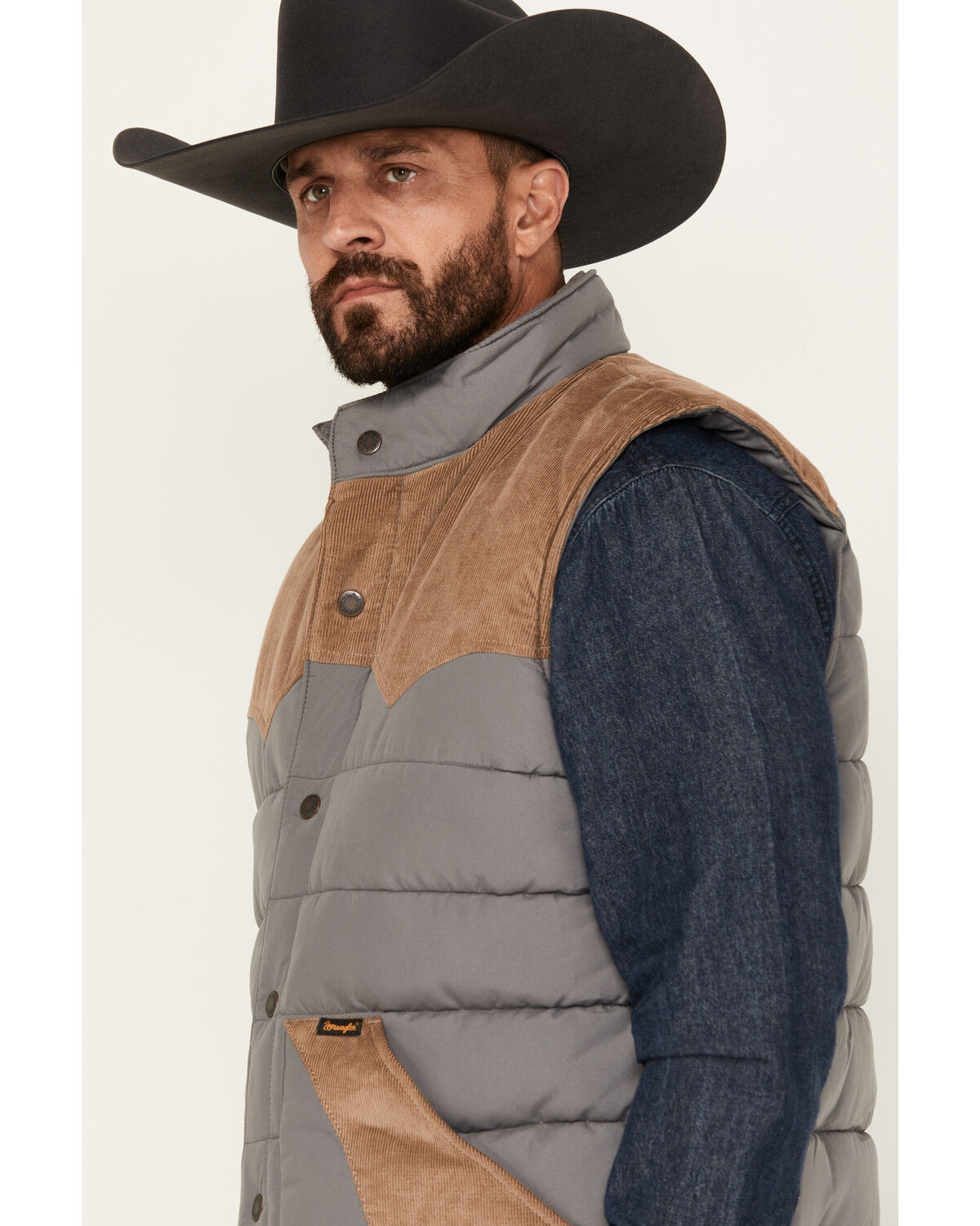 Wrangler Men's Fence Post Western Yoke Snap Puffer Vest 112353406