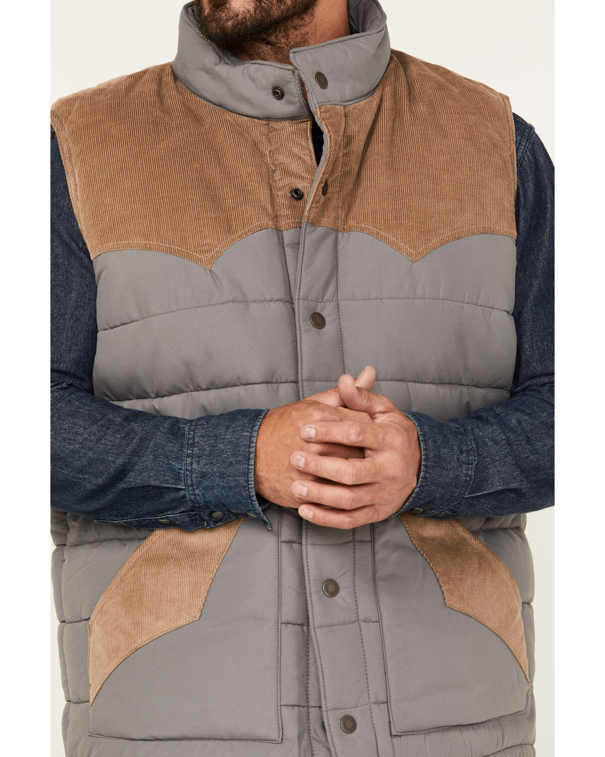 Wrangler Men's Fence Post Western Yoke Snap Puffer Vest 112353406