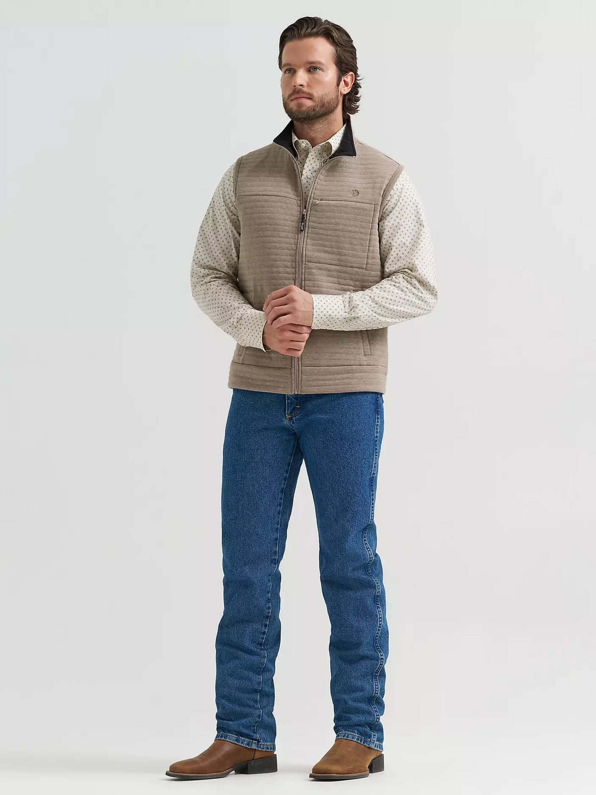Wrangler Men's George Strait Knit Zip Vest Tan 112381930