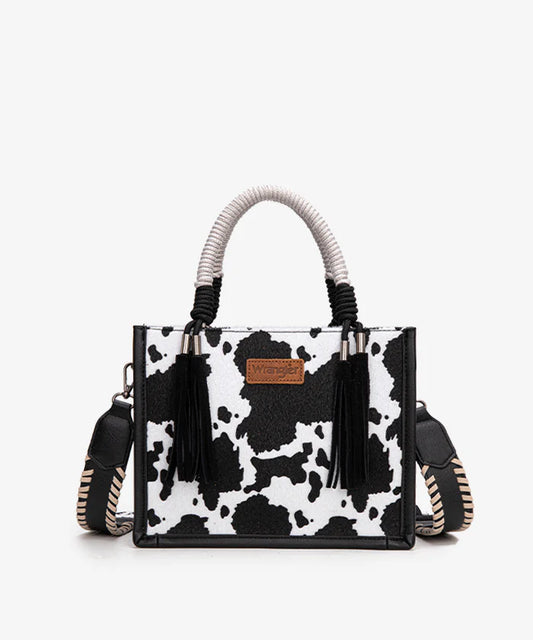 Wrangler Cow Print Rope Handle Tote Bag WG386-8120SBK