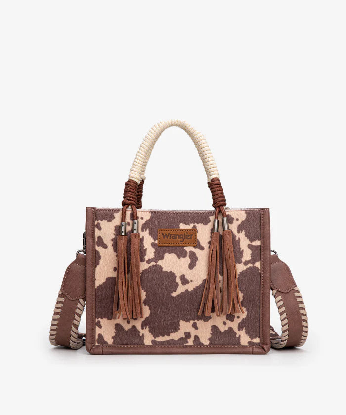Wrangler Cow Print Rope Handle Tote Bag WG386-8120SLCF