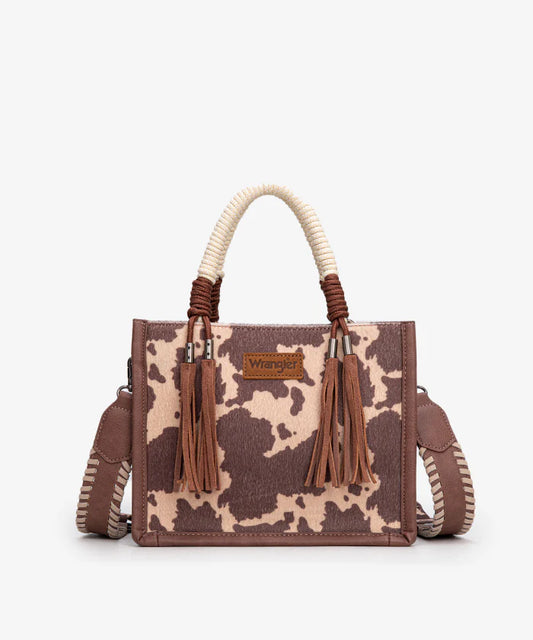 Wrangler Cow Print Rope Handle Tote Bag WG386-8120SLCF