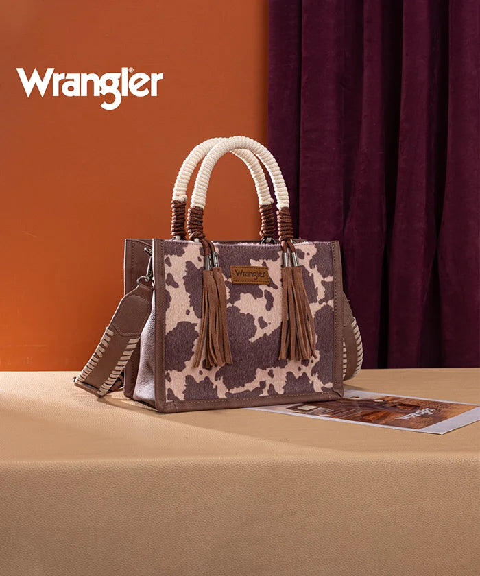 Wrangler Cow Print Rope Handle Tote Bag WG386-8120SLCF