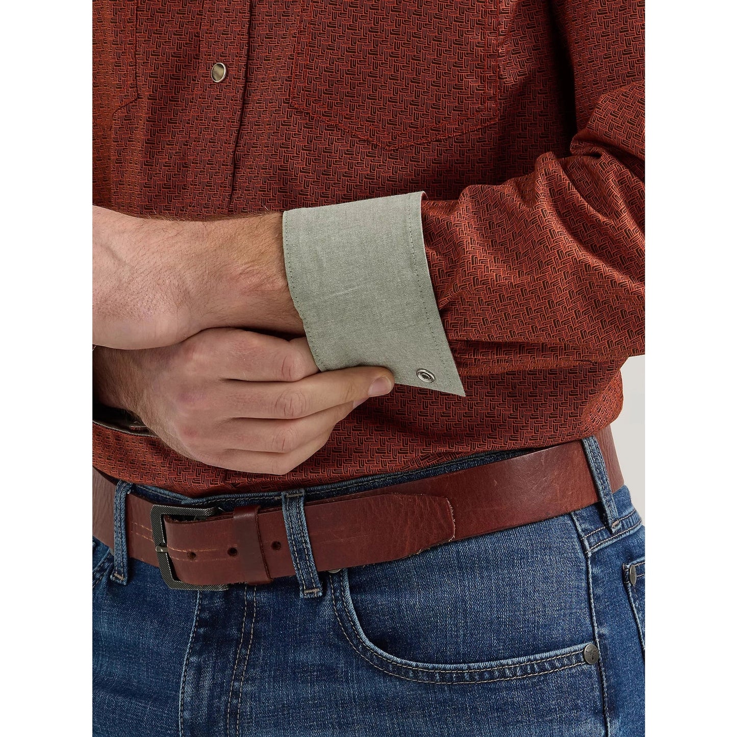 WRANGLER MENS 20X COMPETITION SHIRT - BURNT UMBER HATCH 112352258