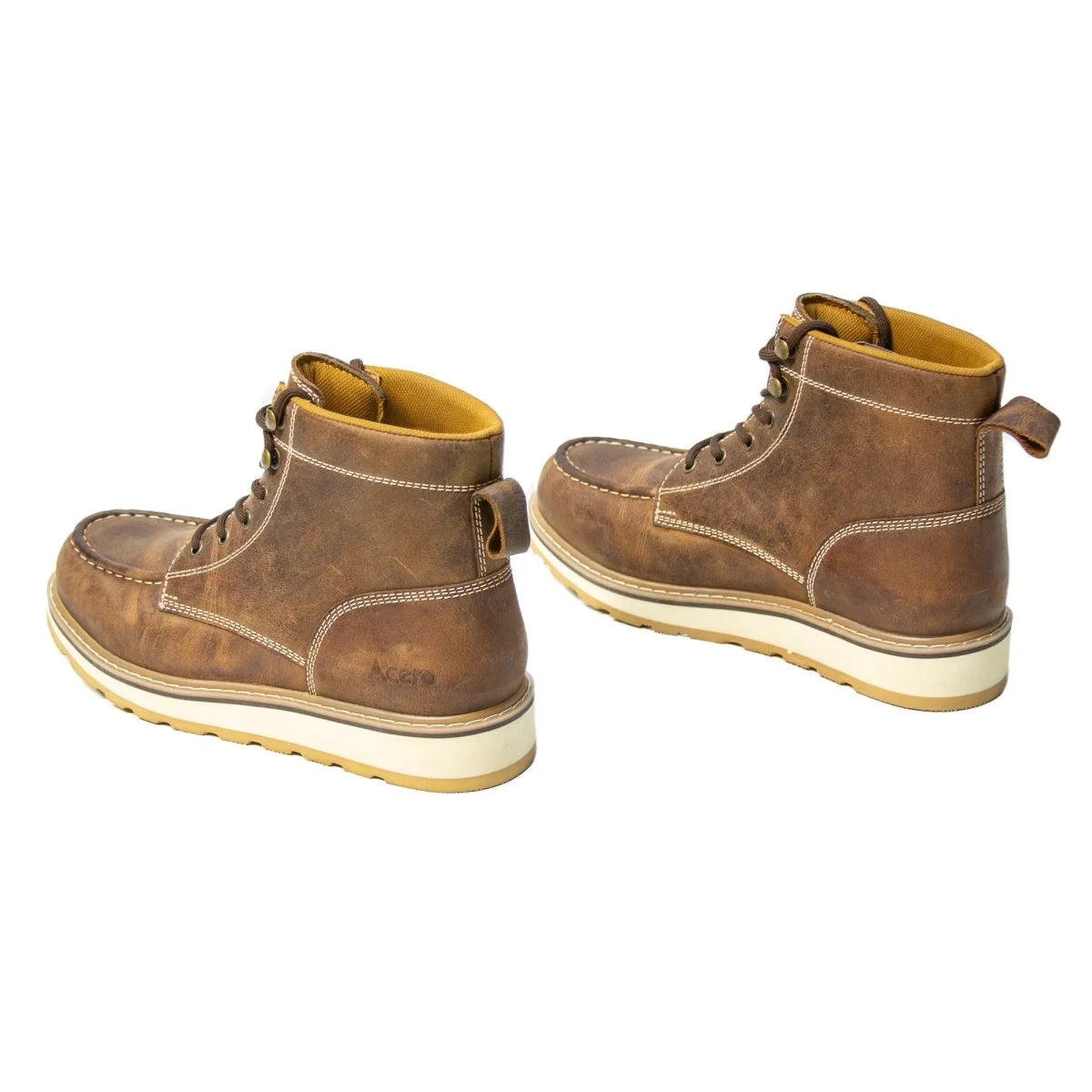 ACERO WORK SHOES Horse Tan Moc Toe Lace Up -AC8611