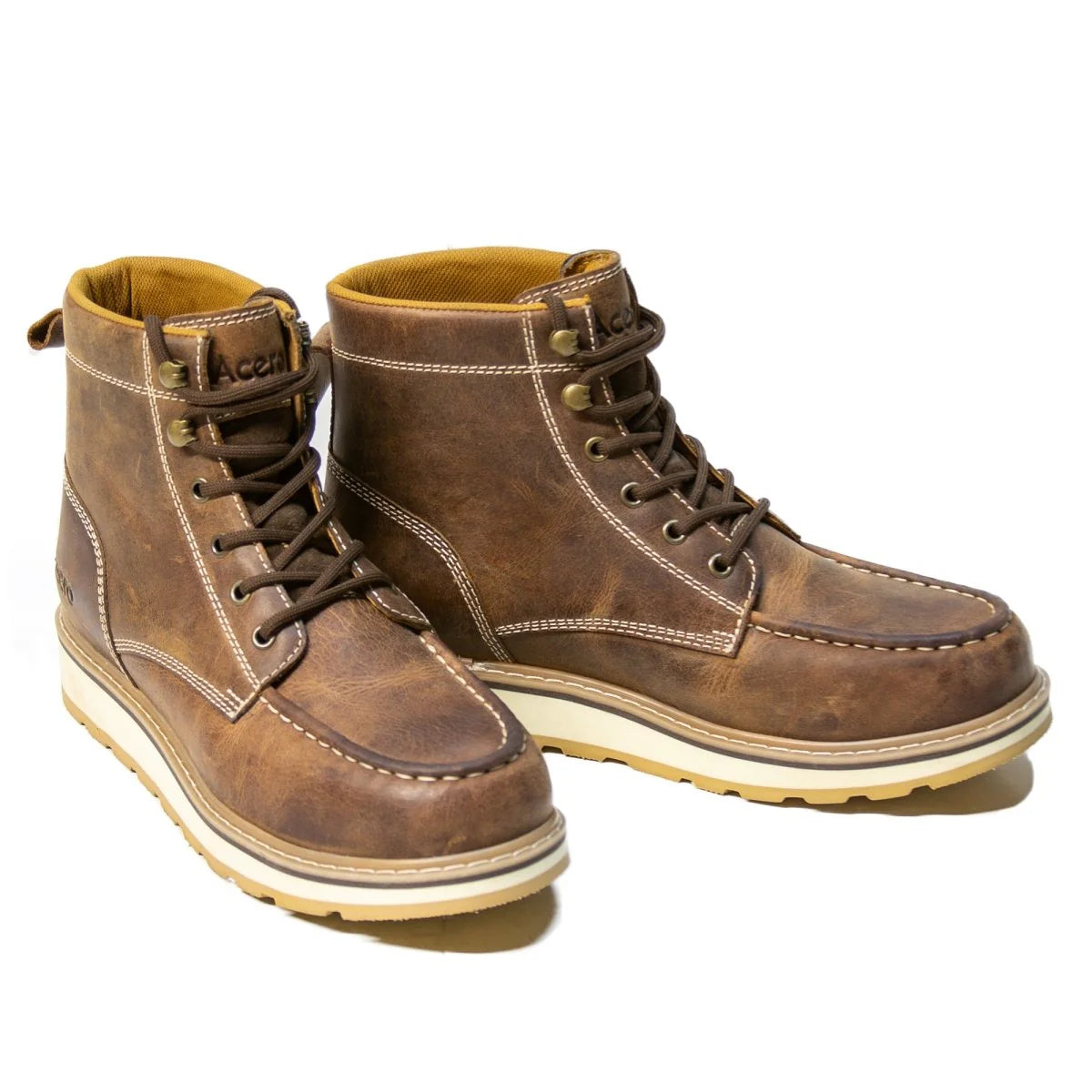 ACERO WORK SHOES Horse Tan Moc Toe Lace Up -AC8611