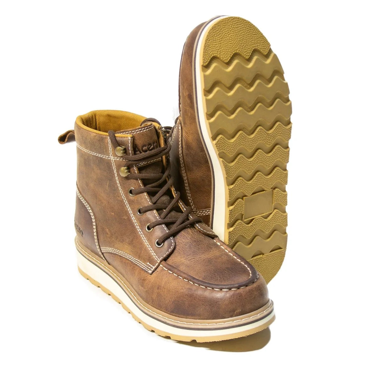 ACERO WORK SHOES Horse Tan Moc Toe Lace Up -AC8611