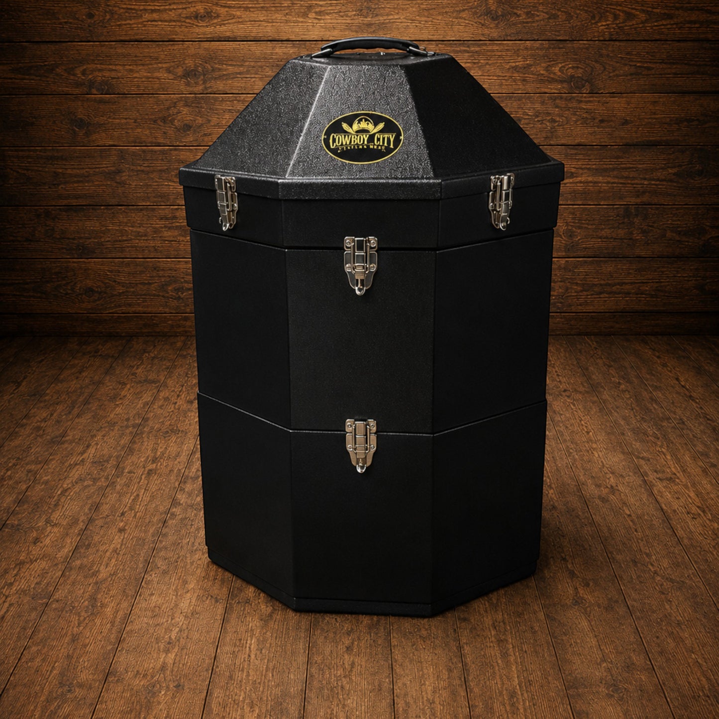 Cowboy City Plastic Western Triple Hat Carrier Black M20