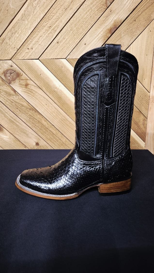 Cowboy City Obsidian Black Square Toe Mens Boots