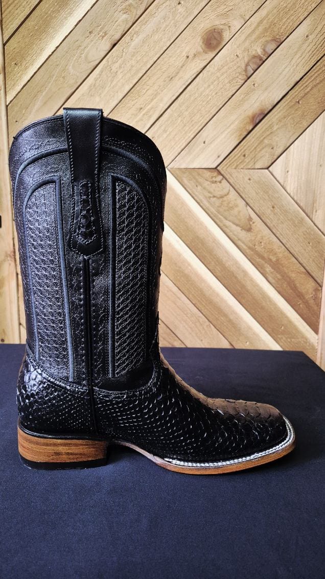 Cowboy City Obsidian Black Square Toe Mens Boots