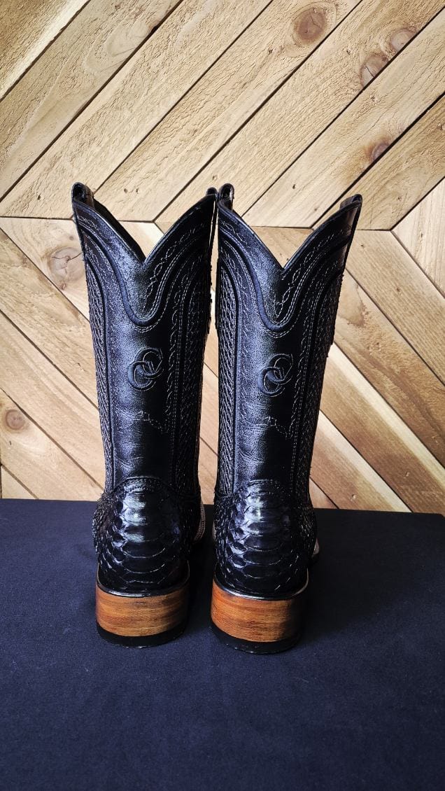 Cowboy City Obsidian Black Square Toe Mens Boots