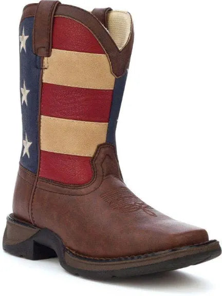 Durango Unisex Kids' 8" Lil' Durango Patriotic Western Flag Boot Brown/Union Flag - BT245