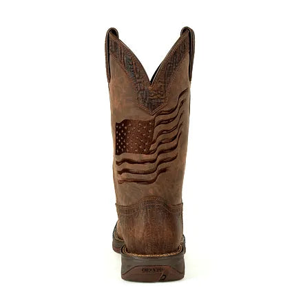 Durango Boots: Men's DDB0314 Brown Rebel Distressed Flag Pull On Square Toe Western Boot