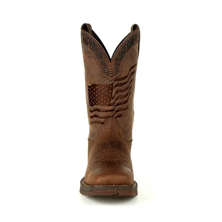 Durango Boots: Men's DDB0314 Brown Rebel Distressed Flag Pull On Square Toe Western Boot
