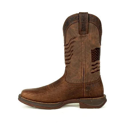 Durango Boots: Men's DDB0314 Brown Rebel Distressed Flag Pull On Square Toe Western Boot