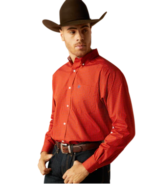 Ariat Mens Wrinkle-Free Lucian LS Shrt Orange 10052388