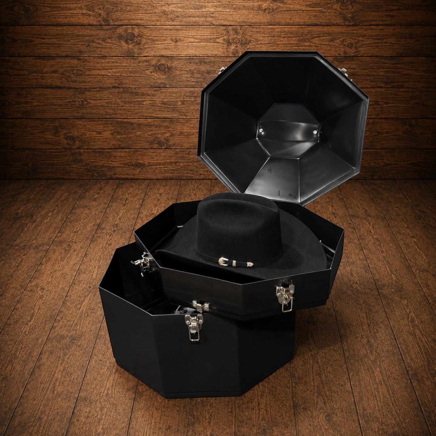 Cowboy City Plastic Western Double Hat Carrier Black M19