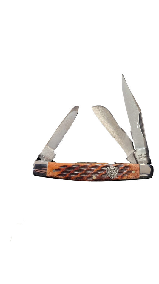 Ariat 3 3/8" Stockman Large Folding Brown Knife - A710010802