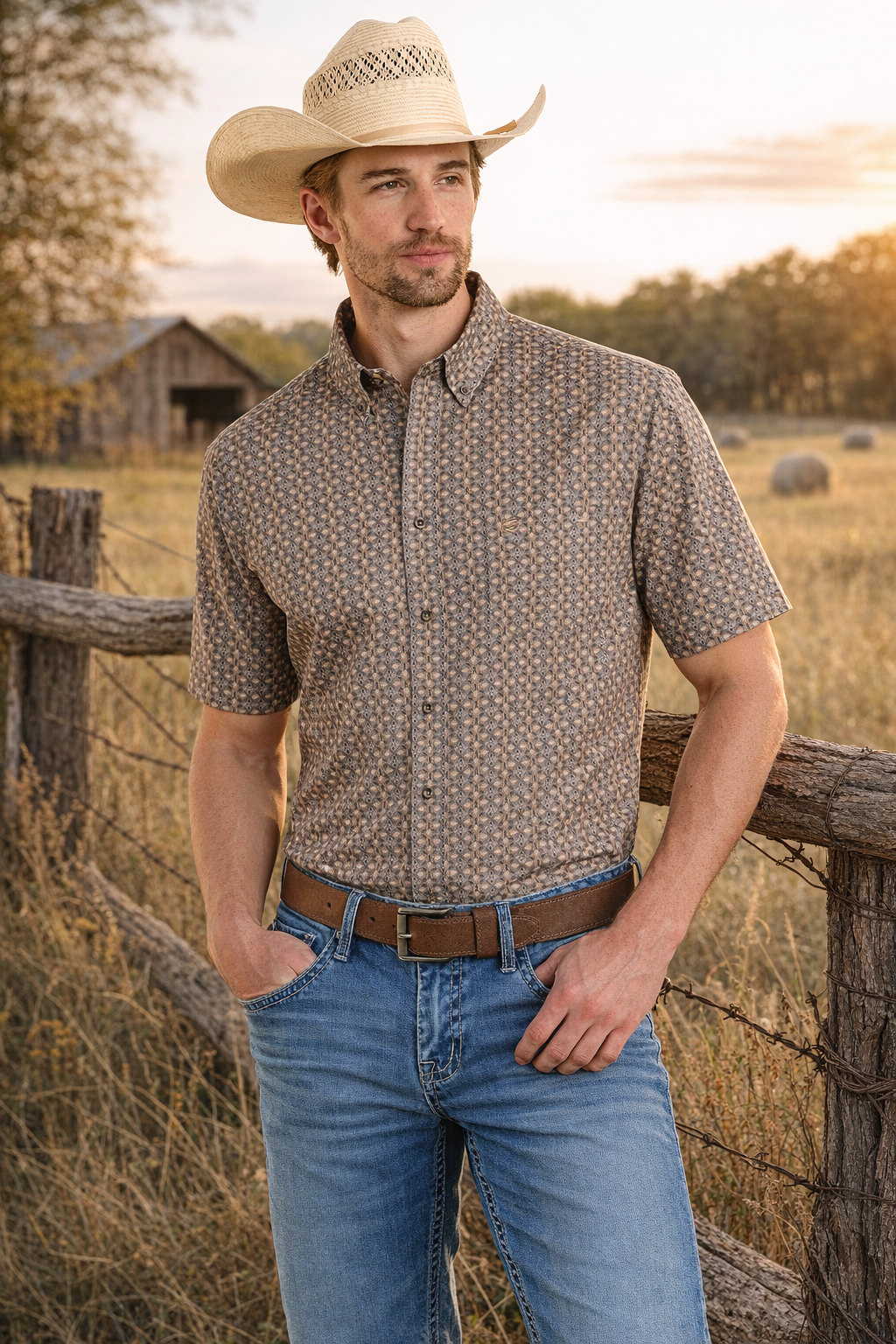 Rock & Roll Mens Dark Brown Short Sleeve BMB3S08307