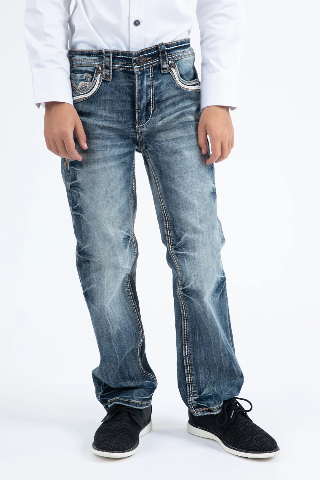 Platini Holt Kid’s Stone Wash Blue Slim Bootcut Jeans