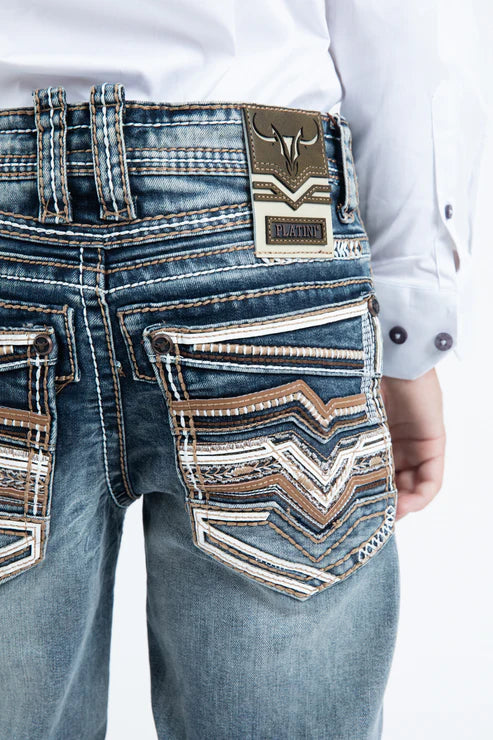 Platini Holt Kid’s Stone Wash Blue Slim Bootcut Jeans