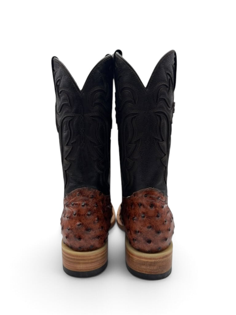 Bruce Ostrich Clone Square Toe Cowboy Boot Chestnut