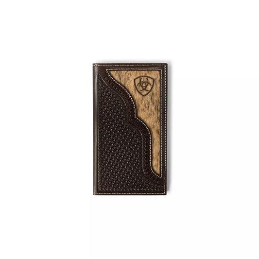 Ariat  Mens Calf Hair Rodeo Wallet Chocolate Dark Brown A3562647