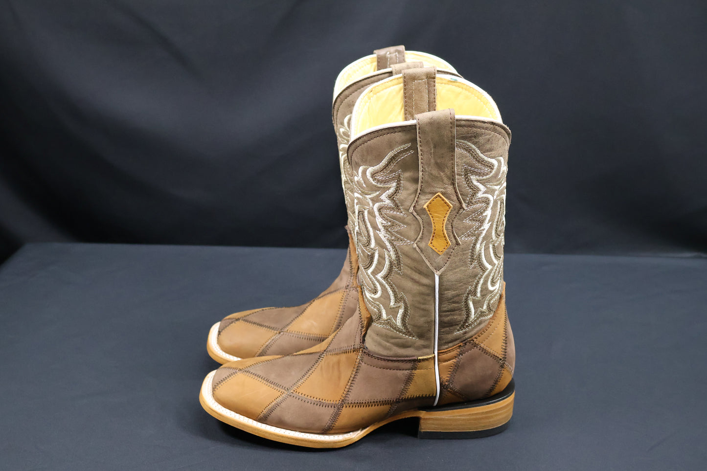 Cowboy City Square Toe Patchwork Boots 658062625 Honey/Brown