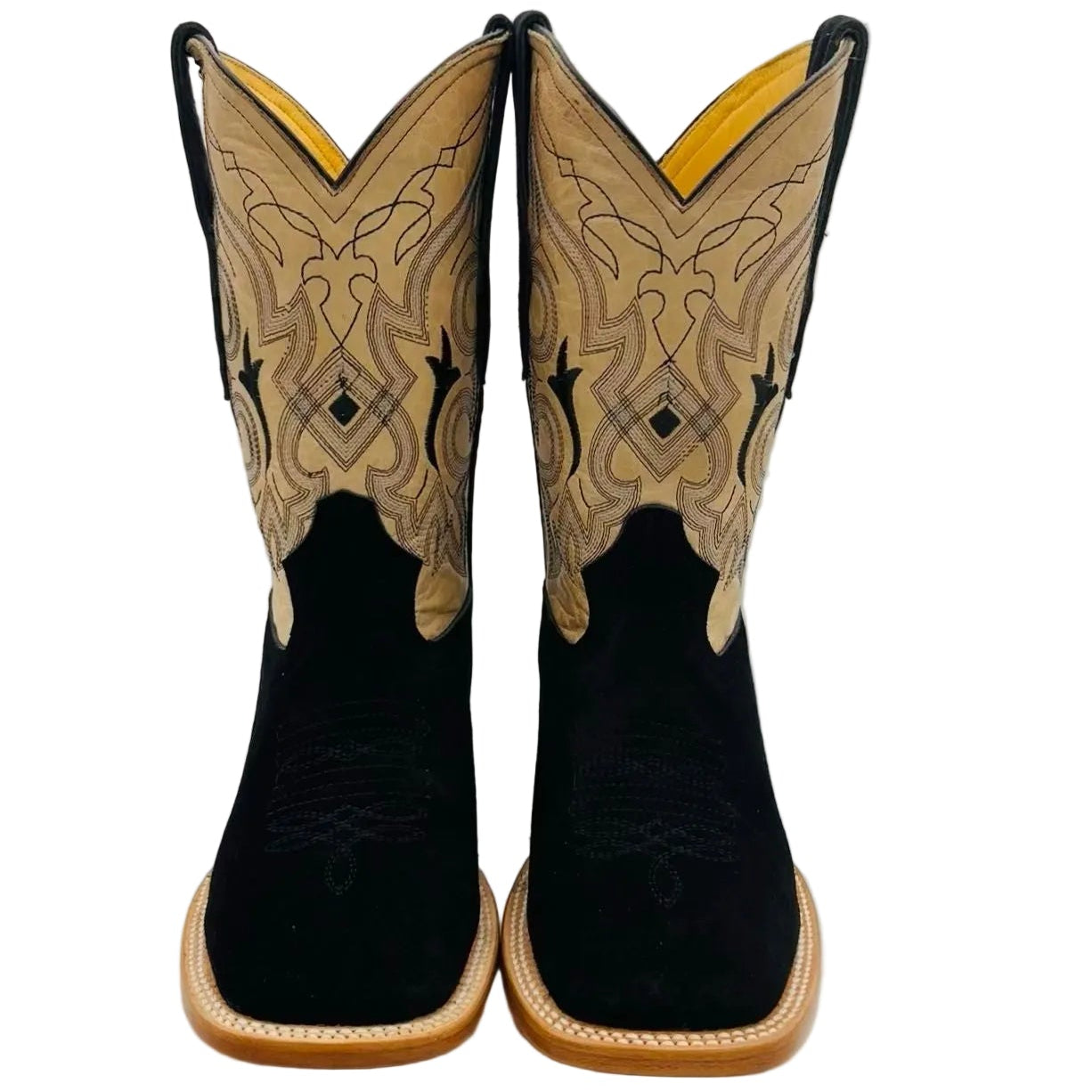 Black Roughout Square Toe Cowboy Boots 262362