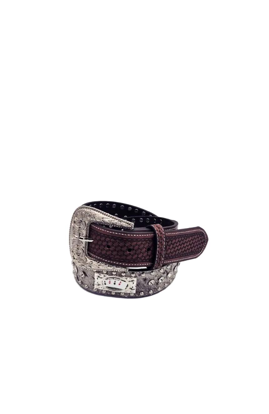Cinto Pelo De Vaca Cartas A's(EVERY BELT IS UNIQUE)