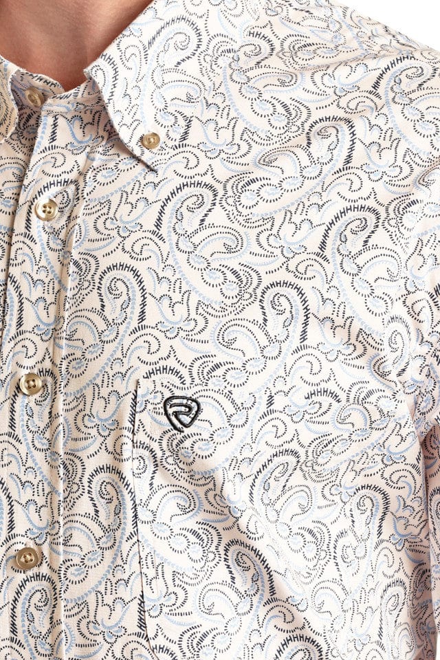 Rock & Roll Men’s Regular Fit Paisley Long Sleeve Button Down Shirt BMB2S02153