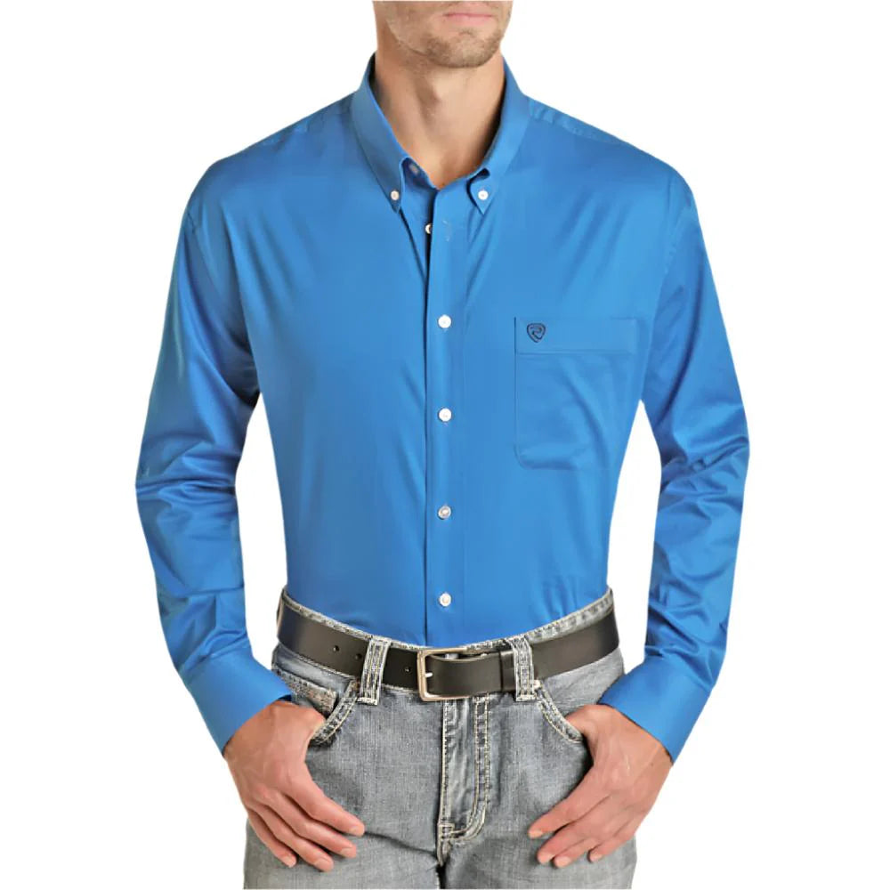 Rock & Roll Denim Men's Solid Twill Shirt Turquoise RRMSODRZ5T