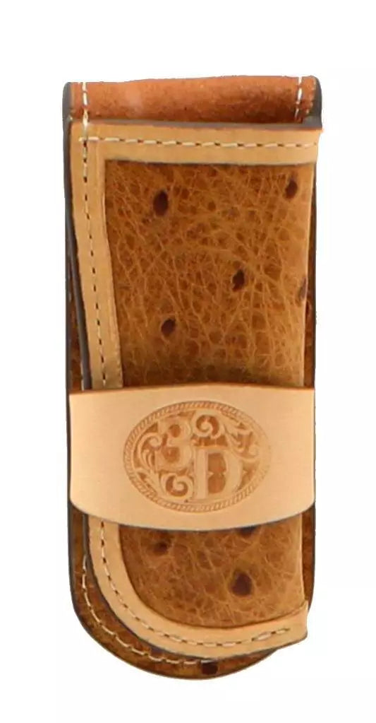 3D Knife Sheath Leather Ostrich Print Logo Brown D8400202