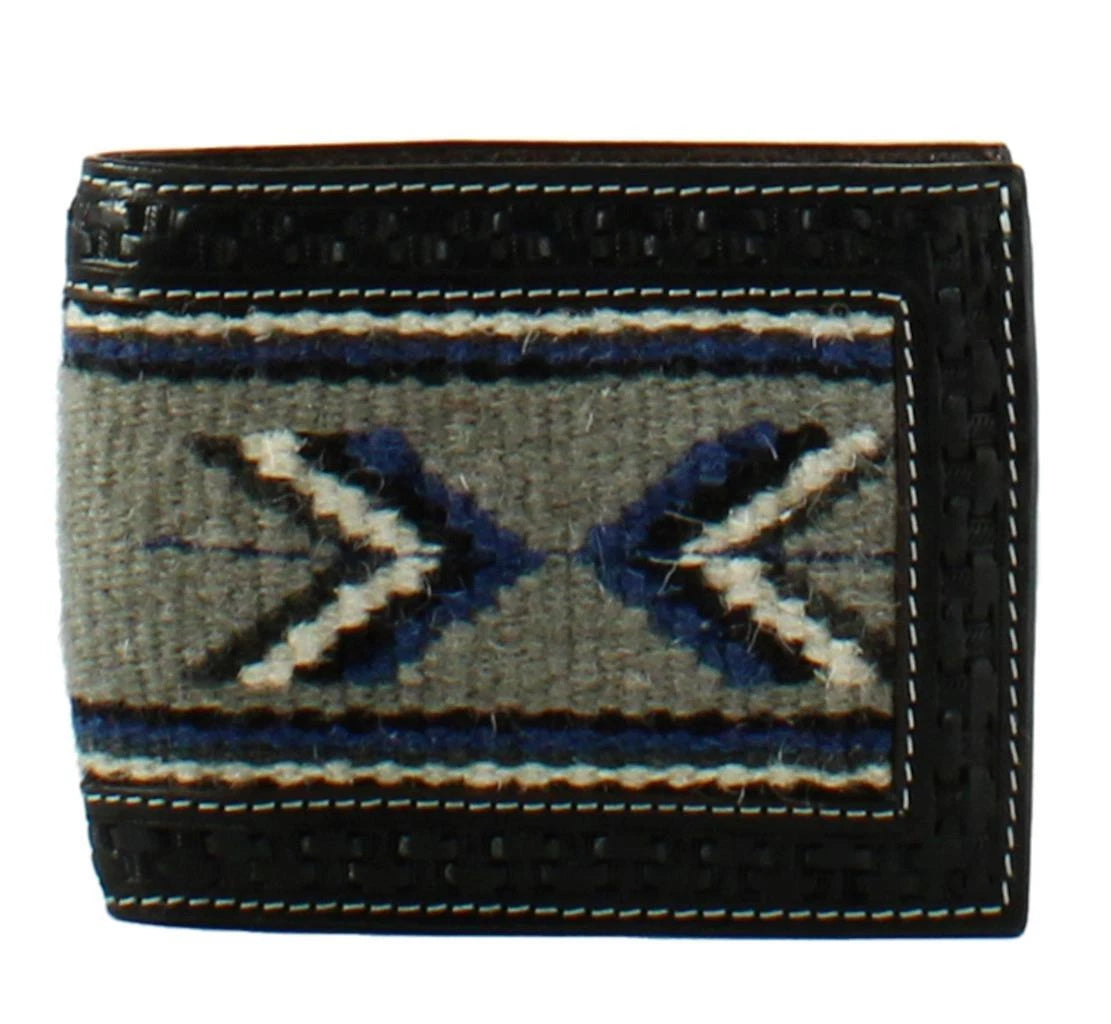3D Mens Western Bifold Wallet Leather Fabric Arrow Black D250005401