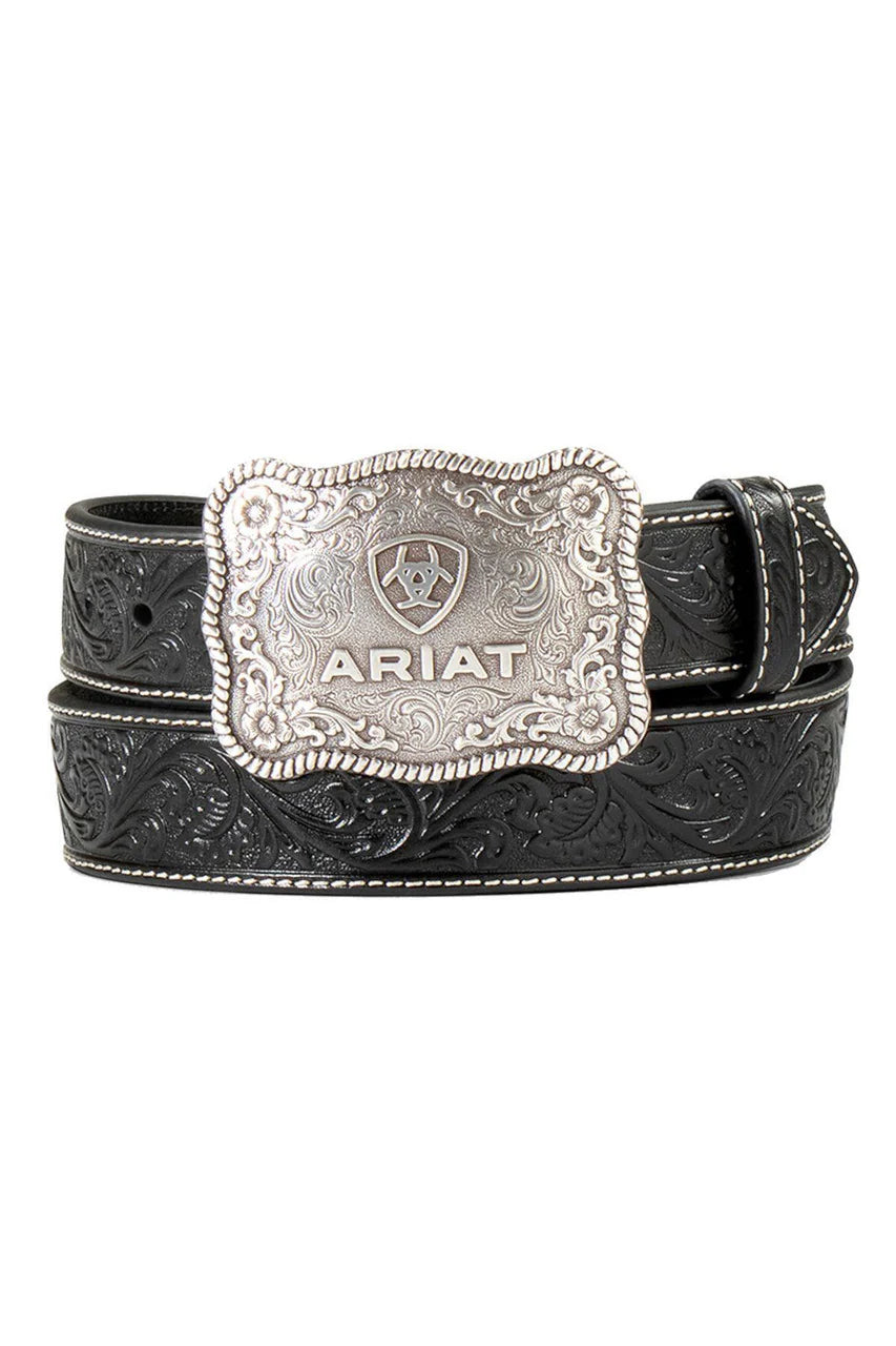 Ariat Men's Leather Floral Embossed Western Belt A1020401