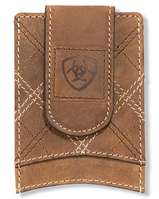 Ariat Card Case Cross Stitch Patch Medium Brown A3563244