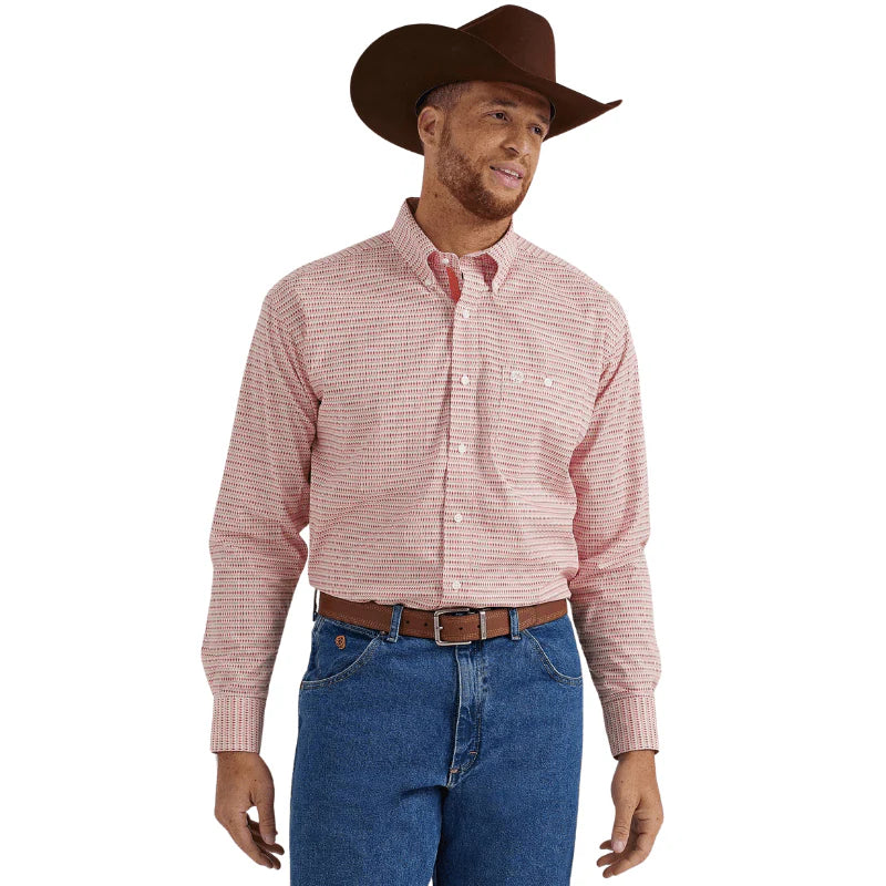 Wrangler Men's George Strait Fiesta Red Diamond Long Sleeve Button Down Shirt 112346527