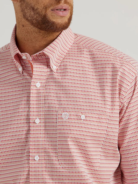 Wrangler Men's George Strait Fiesta Red Diamond Long Sleeve Button Down Shirt 112346527